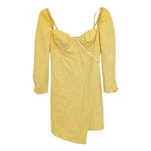 MAJORELLE | Yellow "Micha" Faux Wrap Mini Dress XS